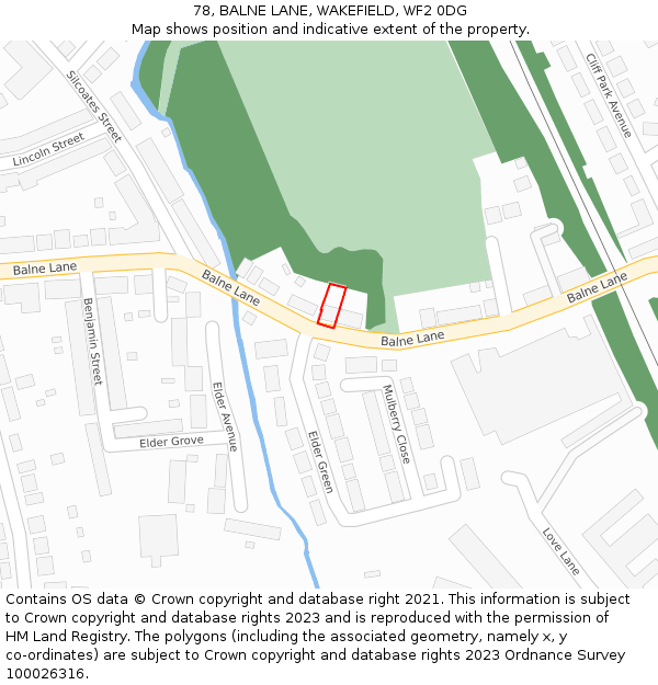 78, BALNE LANE, WAKEFIELD, WF2 0DG: Location map and indicative extent of plot