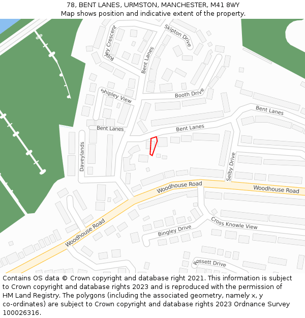 78, BENT LANES, URMSTON, MANCHESTER, M41 8WY: Location map and indicative extent of plot