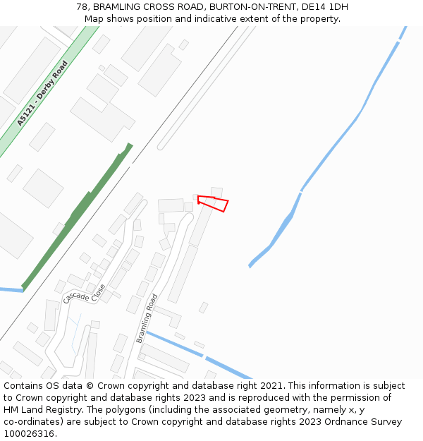 78, BRAMLING CROSS ROAD, BURTON-ON-TRENT, DE14 1DH: Location map and indicative extent of plot