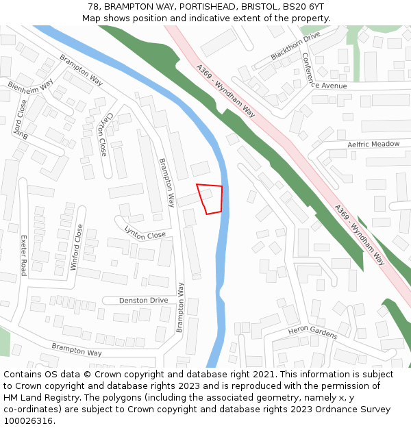 78, BRAMPTON WAY, PORTISHEAD, BRISTOL, BS20 6YT: Location map and indicative extent of plot