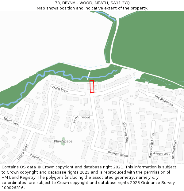 78, BRYNAU WOOD, NEATH, SA11 3YQ: Location map and indicative extent of plot