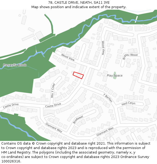 78, CASTLE DRIVE, NEATH, SA11 3YE: Location map and indicative extent of plot