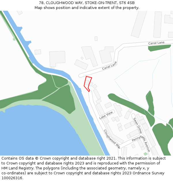 78, CLOUGHWOOD WAY, STOKE-ON-TRENT, ST6 4SB: Location map and indicative extent of plot