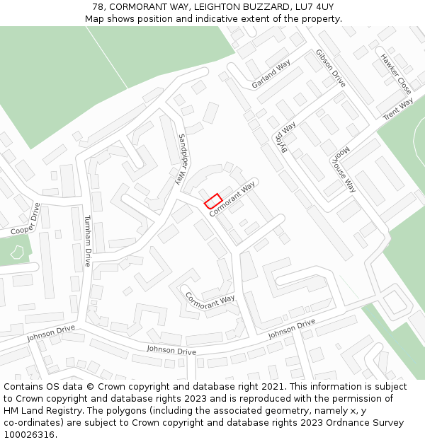78, CORMORANT WAY, LEIGHTON BUZZARD, LU7 4UY: Location map and indicative extent of plot