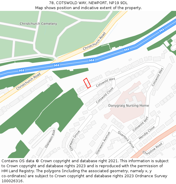 78, COTSWOLD WAY, NEWPORT, NP19 9DL: Location map and indicative extent of plot