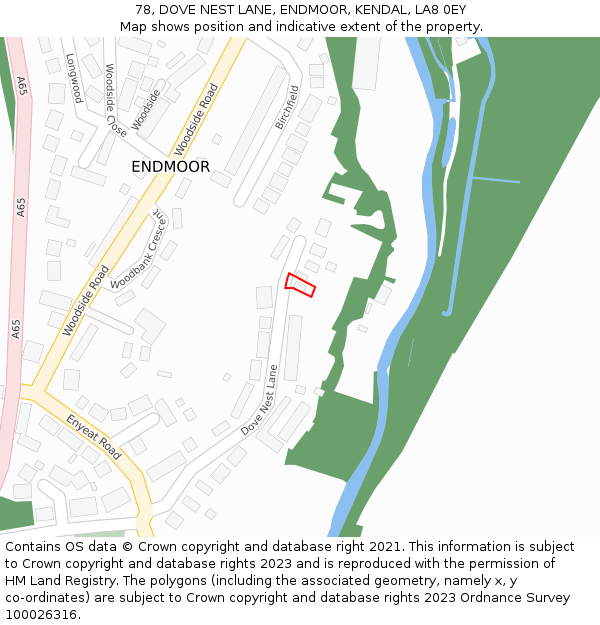 78, DOVE NEST LANE, ENDMOOR, KENDAL, LA8 0EY: Location map and indicative extent of plot