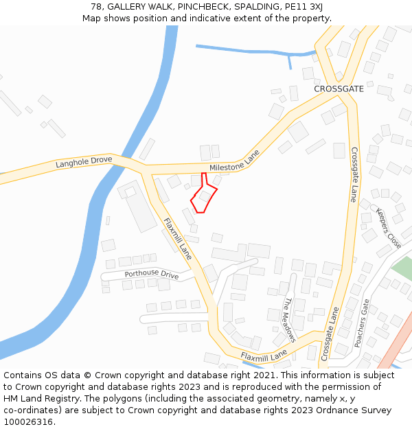 78, GALLERY WALK, PINCHBECK, SPALDING, PE11 3XJ: Location map and indicative extent of plot