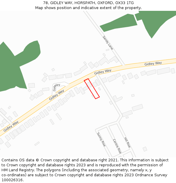 78, GIDLEY WAY, HORSPATH, OXFORD, OX33 1TG: Location map and indicative extent of plot