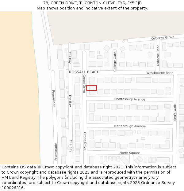 78, GREEN DRIVE, THORNTON-CLEVELEYS, FY5 1JB: Location map and indicative extent of plot