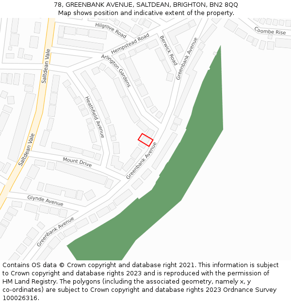 78, GREENBANK AVENUE, SALTDEAN, BRIGHTON, BN2 8QQ: Location map and indicative extent of plot