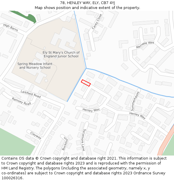 78, HENLEY WAY, ELY, CB7 4YJ: Location map and indicative extent of plot