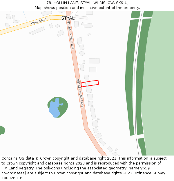 78, HOLLIN LANE, STYAL, WILMSLOW, SK9 4JJ: Location map and indicative extent of plot