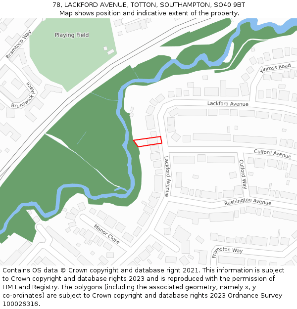 78, LACKFORD AVENUE, TOTTON, SOUTHAMPTON, SO40 9BT: Location map and indicative extent of plot