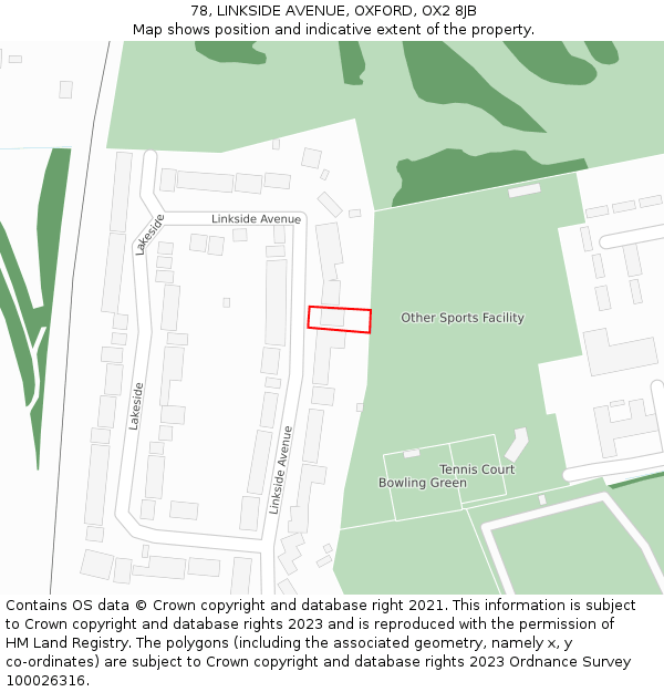 78, LINKSIDE AVENUE, OXFORD, OX2 8JB: Location map and indicative extent of plot