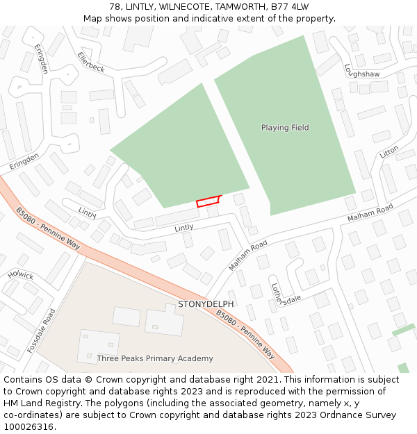 78, LINTLY, WILNECOTE, TAMWORTH, B77 4LW: Location map and indicative extent of plot