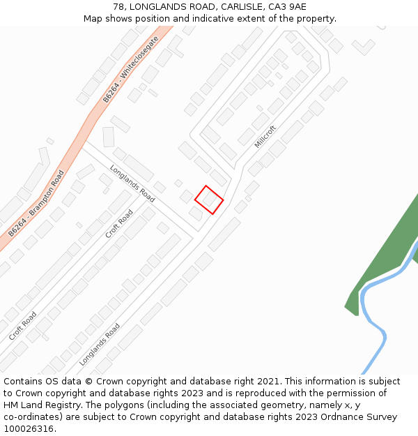 78, LONGLANDS ROAD, CARLISLE, CA3 9AE: Location map and indicative extent of plot