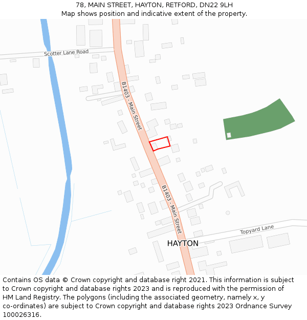 78, MAIN STREET, HAYTON, RETFORD, DN22 9LH: Location map and indicative extent of plot