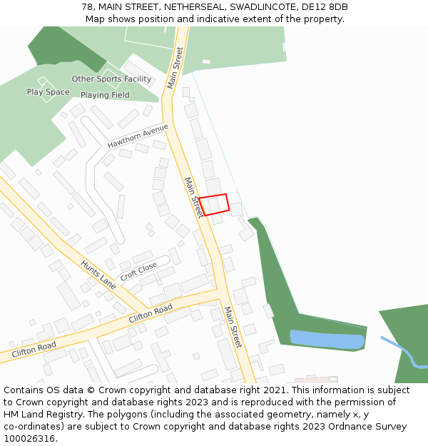 78, MAIN STREET, NETHERSEAL, SWADLINCOTE, DE12 8DB: Location map and indicative extent of plot