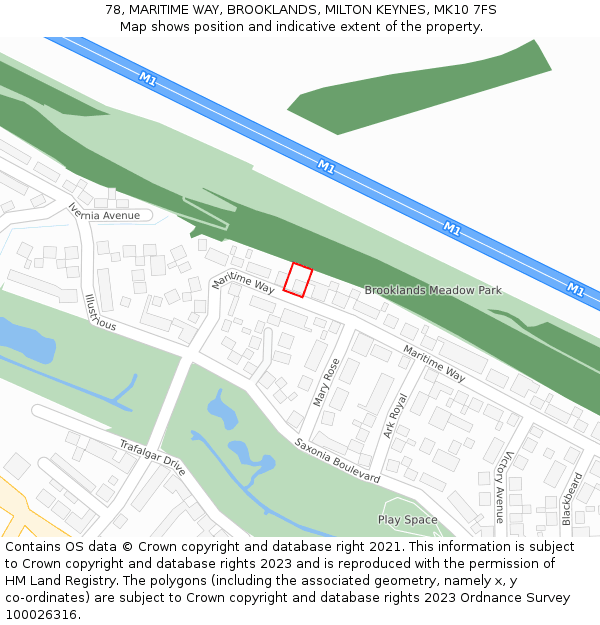 78, MARITIME WAY, BROOKLANDS, MILTON KEYNES, MK10 7FS: Location map and indicative extent of plot