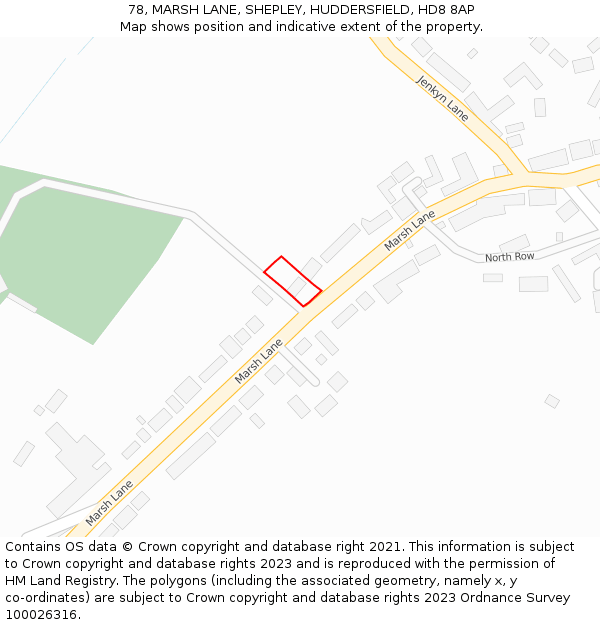 78, MARSH LANE, SHEPLEY, HUDDERSFIELD, HD8 8AP: Location map and indicative extent of plot