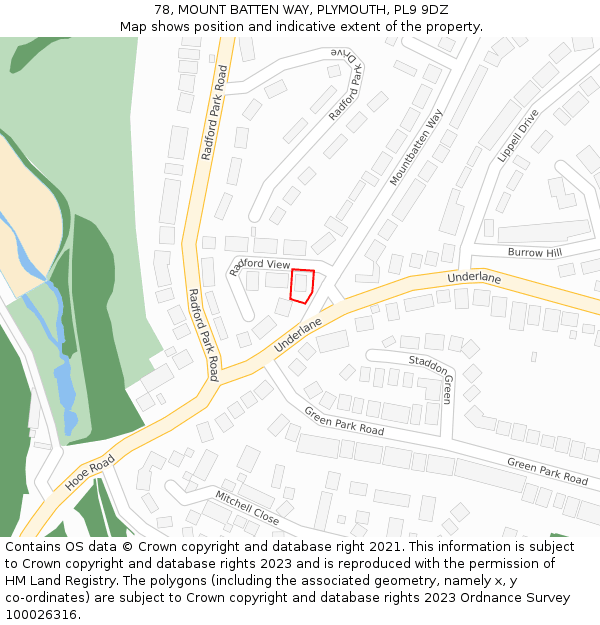 78, MOUNT BATTEN WAY, PLYMOUTH, PL9 9DZ: Location map and indicative extent of plot