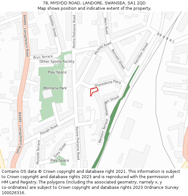 78, MYSYDD ROAD, LANDORE, SWANSEA, SA1 2QD: Location map and indicative extent of plot