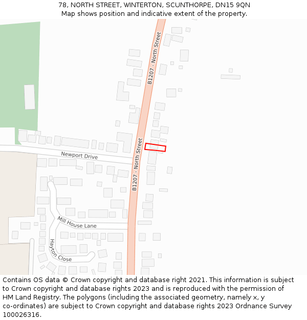 78, NORTH STREET, WINTERTON, SCUNTHORPE, DN15 9QN: Location map and indicative extent of plot