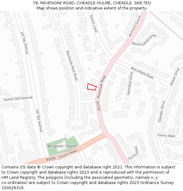 78, RAVENOAK ROAD, CHEADLE HULME, CHEADLE, SK8 7EG: Location map and indicative extent of plot