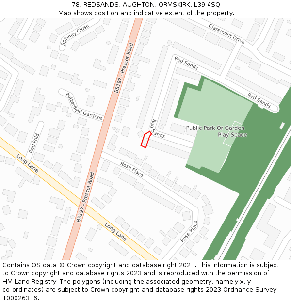 78, REDSANDS, AUGHTON, ORMSKIRK, L39 4SQ: Location map and indicative extent of plot