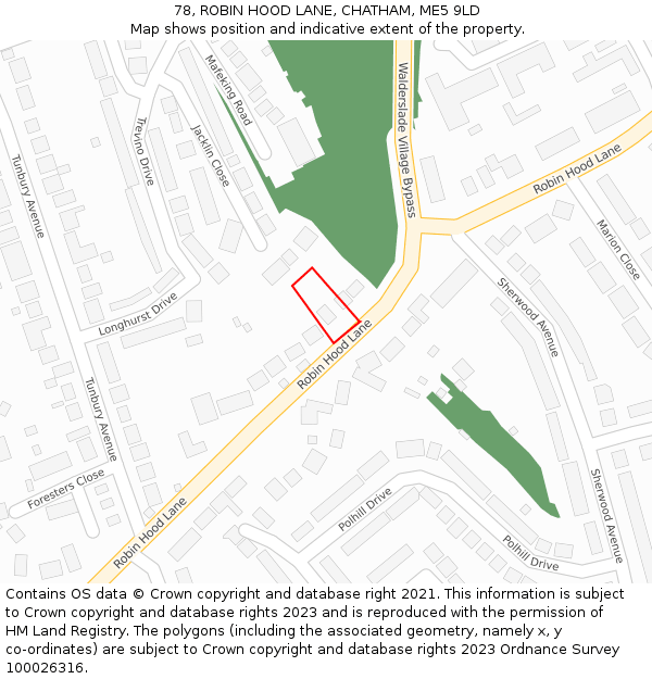 78, ROBIN HOOD LANE, CHATHAM, ME5 9LD: Location map and indicative extent of plot