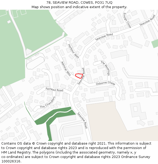 78, SEAVIEW ROAD, COWES, PO31 7UQ: Location map and indicative extent of plot