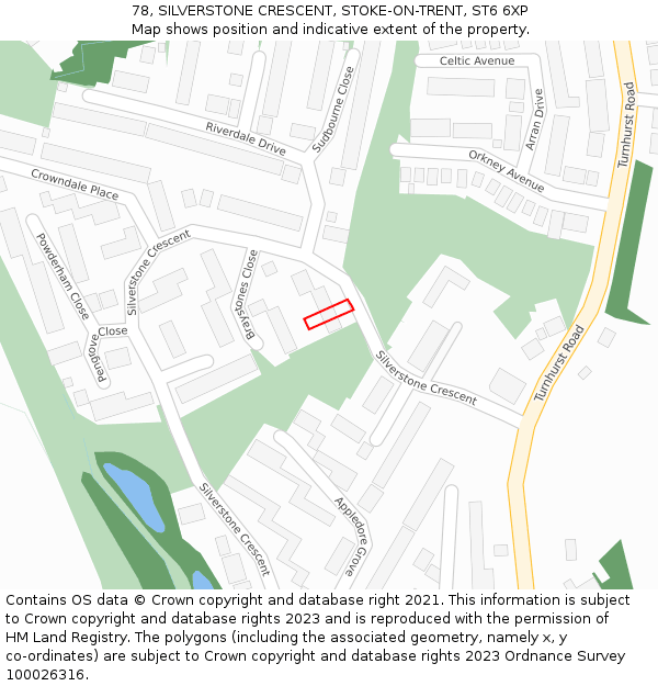 78, SILVERSTONE CRESCENT, STOKE-ON-TRENT, ST6 6XP: Location map and indicative extent of plot