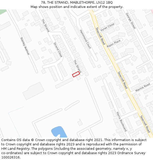 78, THE STRAND, MABLETHORPE, LN12 1BQ: Location map and indicative extent of plot