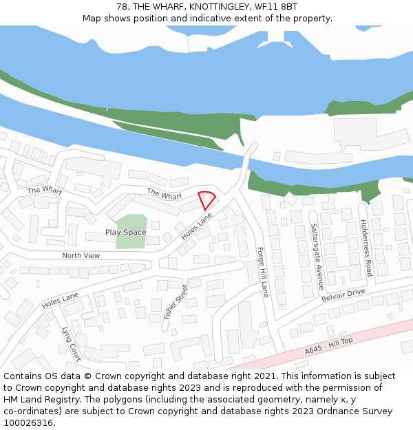 78, THE WHARF, KNOTTINGLEY, WF11 8BT: Location map and indicative extent of plot