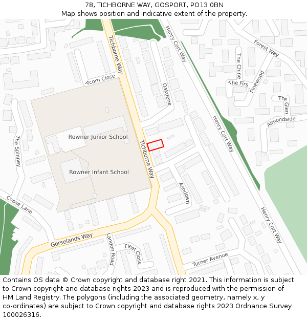 78, TICHBORNE WAY, GOSPORT, PO13 0BN: Location map and indicative extent of plot