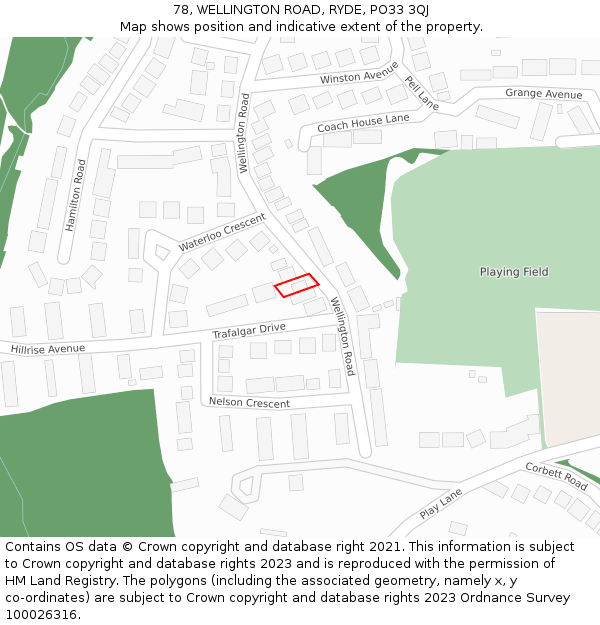 78, WELLINGTON ROAD, RYDE, PO33 3QJ: Location map and indicative extent of plot