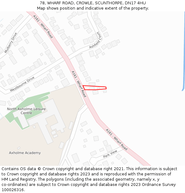 78, WHARF ROAD, CROWLE, SCUNTHORPE, DN17 4HU: Location map and indicative extent of plot