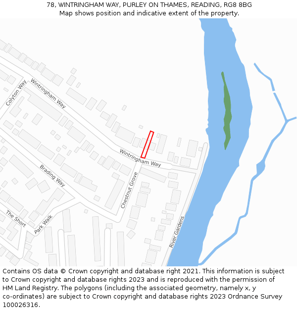 78, WINTRINGHAM WAY, PURLEY ON THAMES, READING, RG8 8BG: Location map and indicative extent of plot