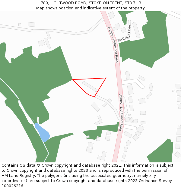 780, LIGHTWOOD ROAD, STOKE-ON-TRENT, ST3 7HB: Location map and indicative extent of plot