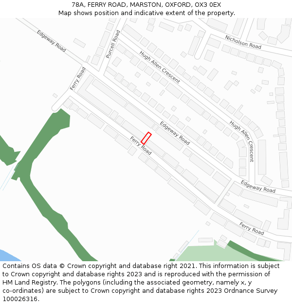 78A, FERRY ROAD, MARSTON, OXFORD, OX3 0EX: Location map and indicative extent of plot