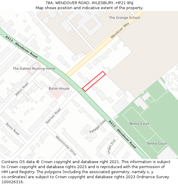 78A, WENDOVER ROAD, AYLESBURY, HP21 9NJ: Location map and indicative extent of plot