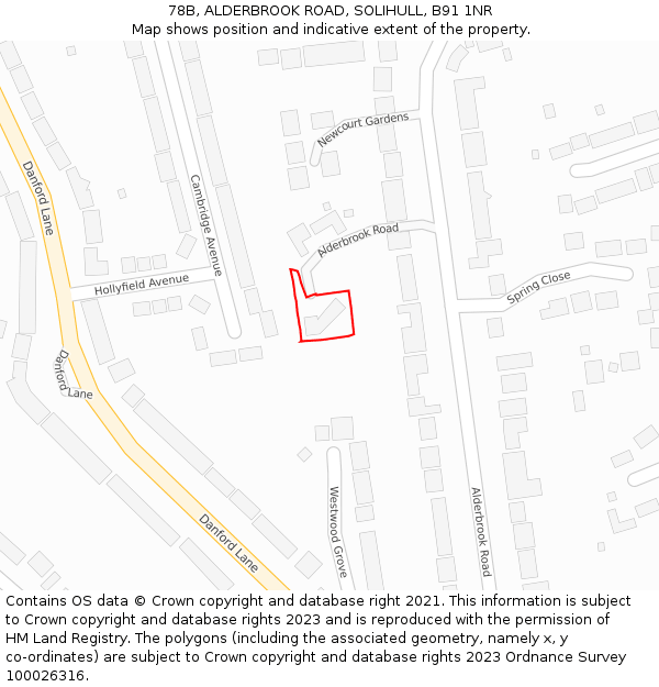 78B, ALDERBROOK ROAD, SOLIHULL, B91 1NR: Location map and indicative extent of plot