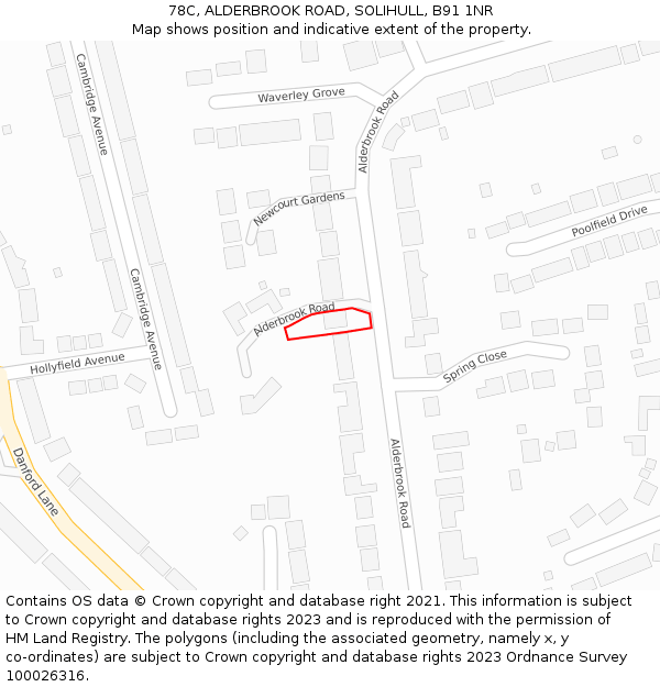 78C, ALDERBROOK ROAD, SOLIHULL, B91 1NR: Location map and indicative extent of plot