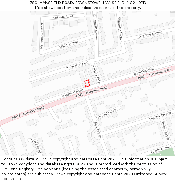 78C, MANSFIELD ROAD, EDWINSTOWE, MANSFIELD, NG21 9PD: Location map and indicative extent of plot