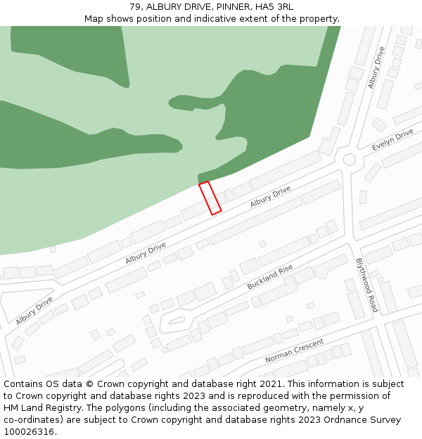 79, ALBURY DRIVE, PINNER, HA5 3RL: Location map and indicative extent of plot