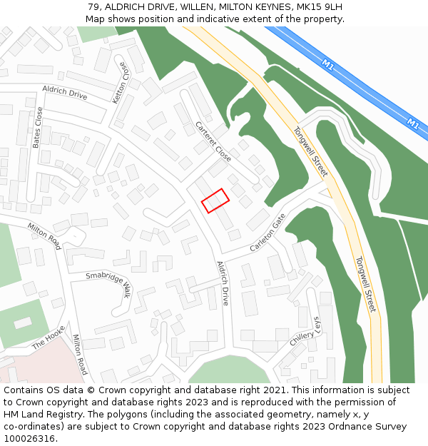 79, ALDRICH DRIVE, WILLEN, MILTON KEYNES, MK15 9LH: Location map and indicative extent of plot