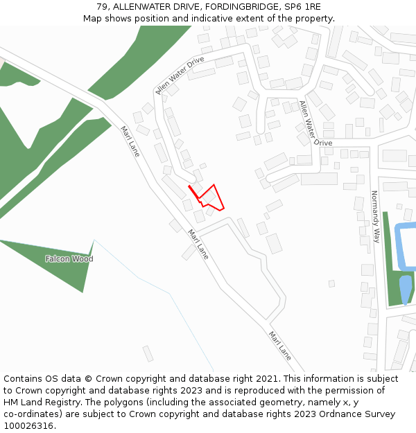 79, ALLENWATER DRIVE, FORDINGBRIDGE, SP6 1RE: Location map and indicative extent of plot