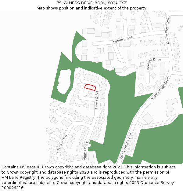 79, ALNESS DRIVE, YORK, YO24 2XZ: Location map and indicative extent of plot
