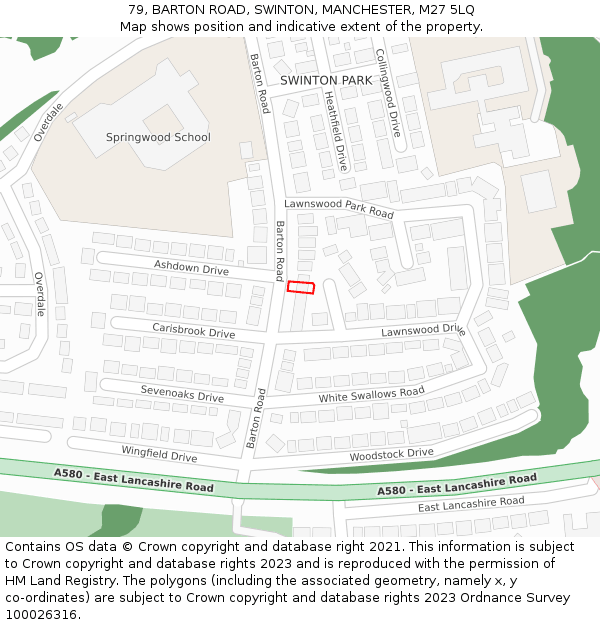 79, BARTON ROAD, SWINTON, MANCHESTER, M27 5LQ: Location map and indicative extent of plot