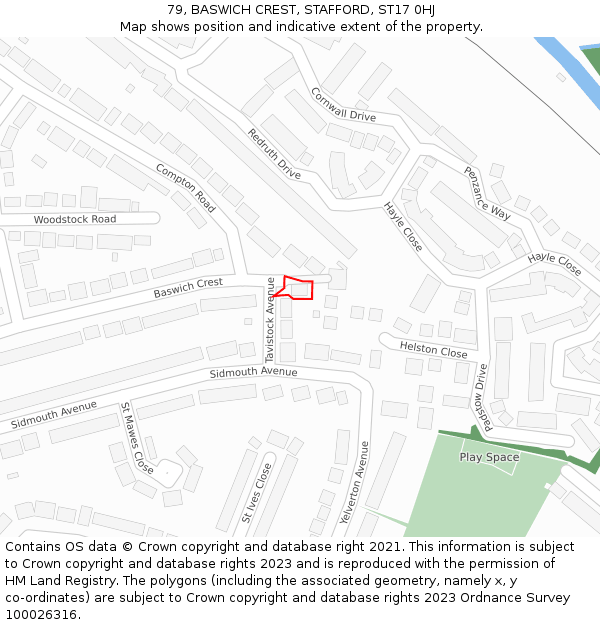 79, BASWICH CREST, STAFFORD, ST17 0HJ: Location map and indicative extent of plot